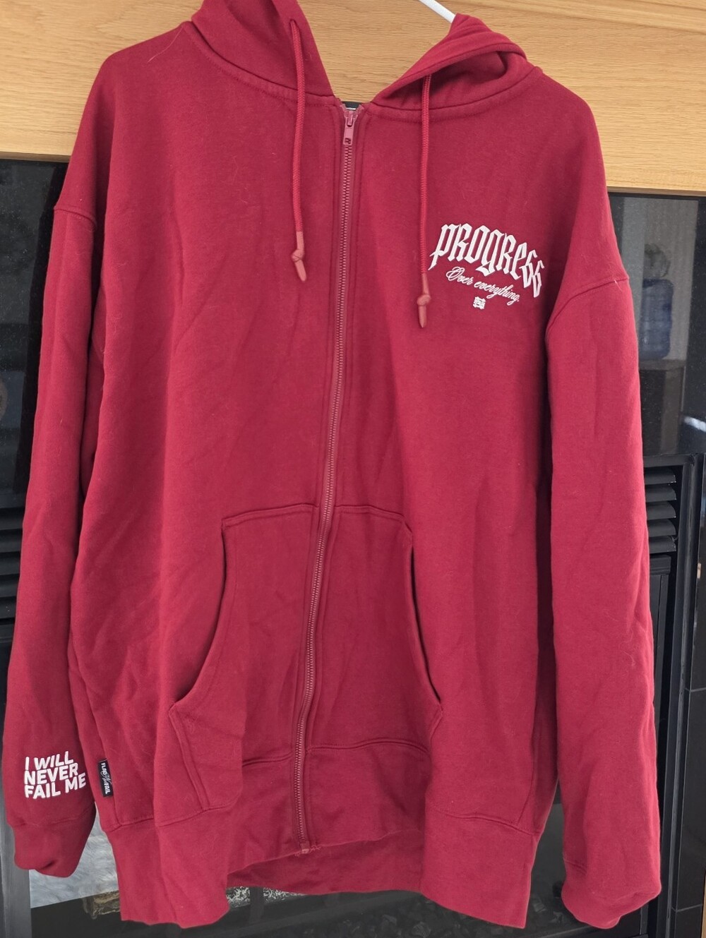flag nor fail Red Zip-Up Hoodie Progress Graphic